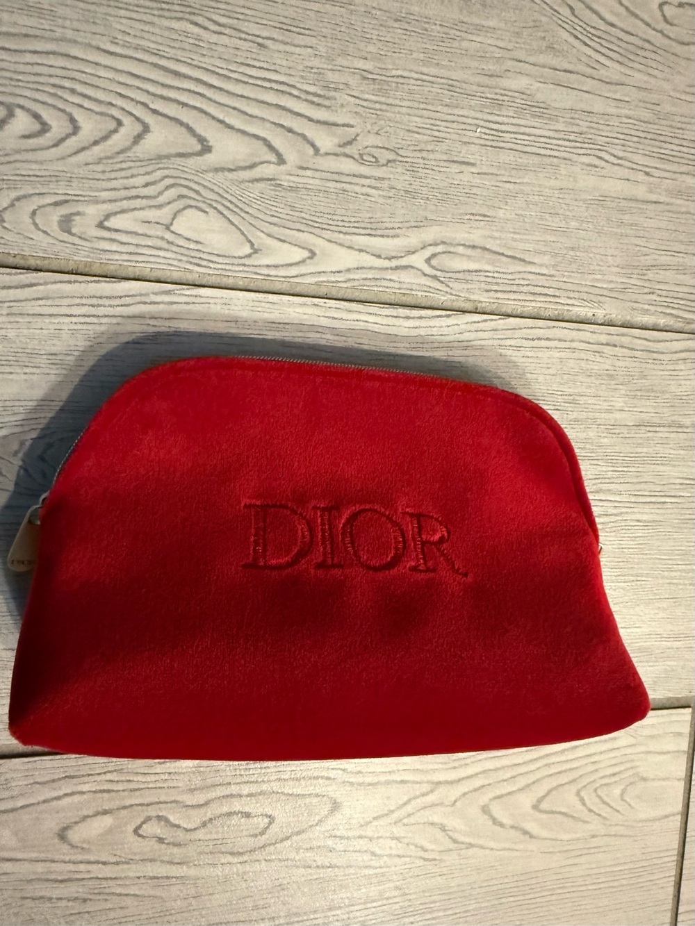 Dior velvet cosmetic zip pouch